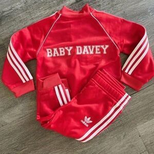 Personalized Red Baby & Toddler Adidas Tracksuit